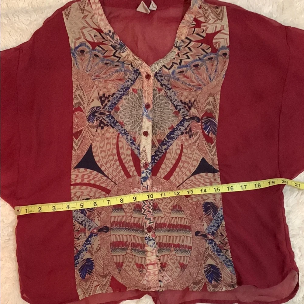 Women's Red Patterned Top - Picture 9 of 12